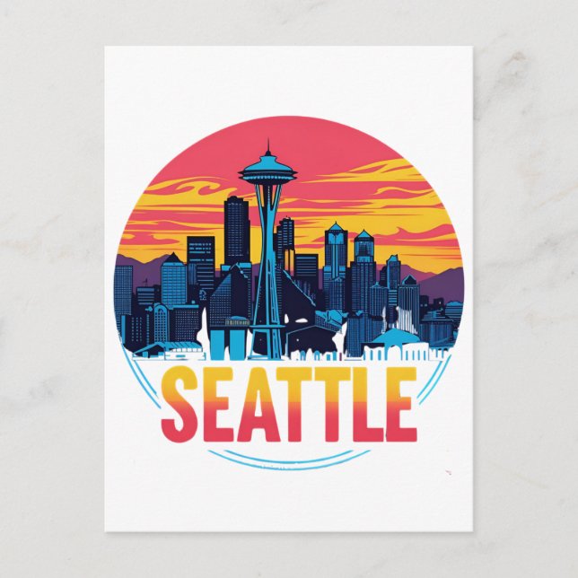 Postal Horizonte urbano de la ciudad de Seattle (Anverso)