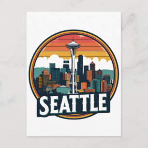Postal Horizonte urbano de la ciudad de Seattle