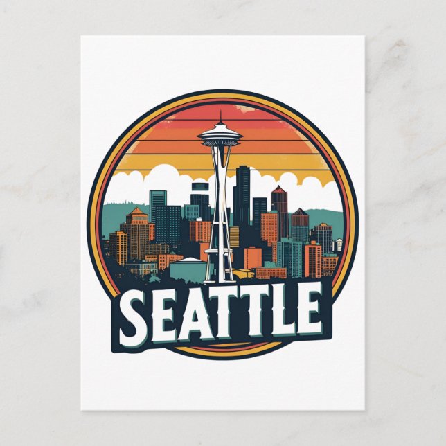 Postal Horizonte urbano de la ciudad de Seattle (Anverso)