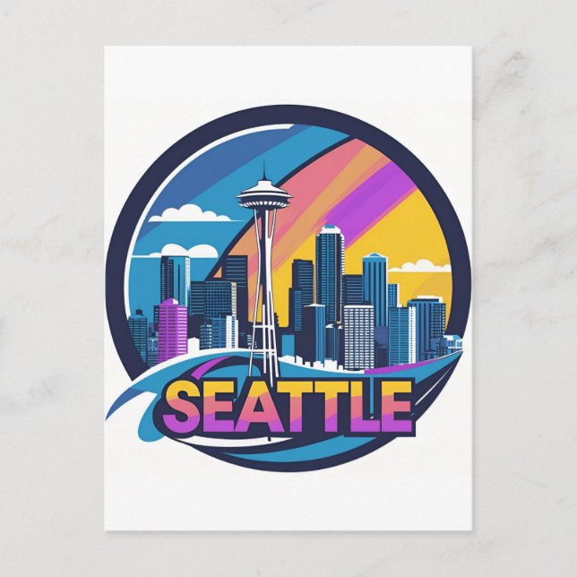 Postal Horizonte urbano de la ciudad de Seattle (Anverso)