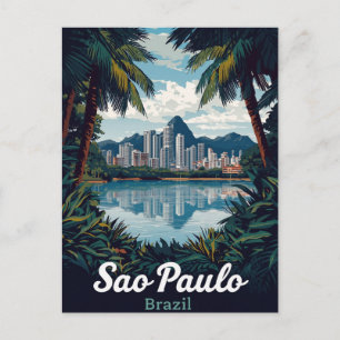Postal Horizonte urbano de la ciudad tropical de São Paul