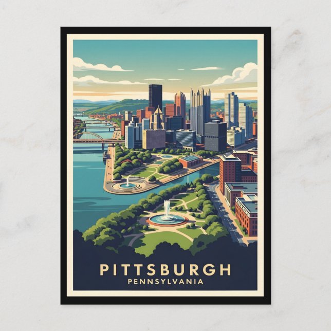 Postal Horizonte urbano de Pittsburgh, Pennsylvania (Anverso)