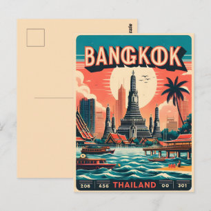 Postal Horizonte urbano retro de Bangkok - regalos de via