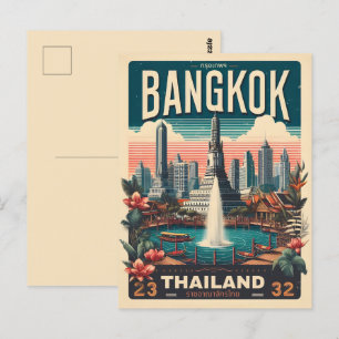 Postal Horizonte urbano retro de Bangkok - regalos de via