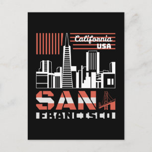 Postal Horizonte urbano retro de San Francisco California