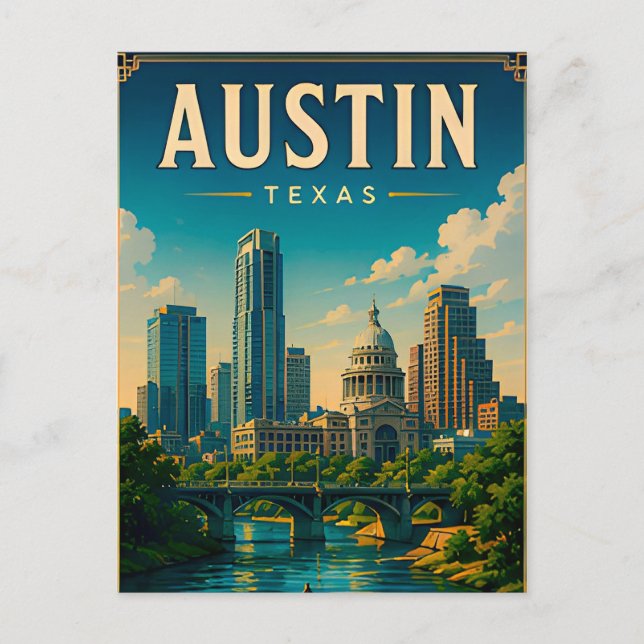 Postal Horizonte y paseo marítimo de Austin Texas (Anverso)