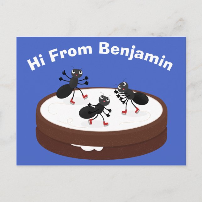 Postal Hormigas felices patinando hielo en personalizado  (Anverso)