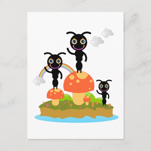 Postal Hormigas y champiñones (Anverso)