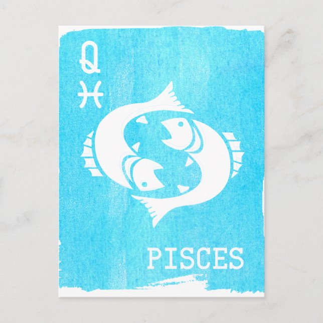 Postal Horóscopo de la Reina Piscis Signo Zodiacal Cumple (Anverso)
