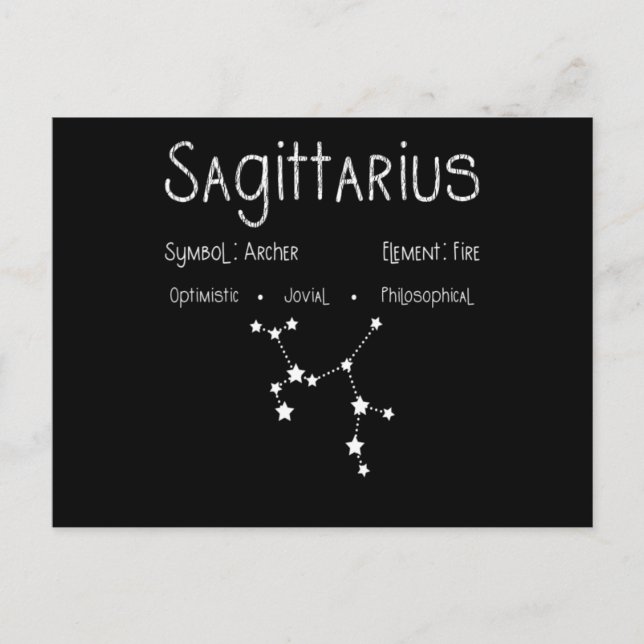 Postal Horóscopo de Sagitario Astrología Signo del Zodiac (Anverso)