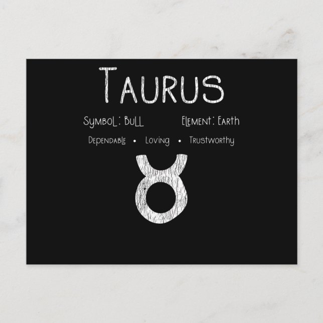 Postal Horóscopo de Tauro Astrología Signo Estelar Regalo (Anverso)