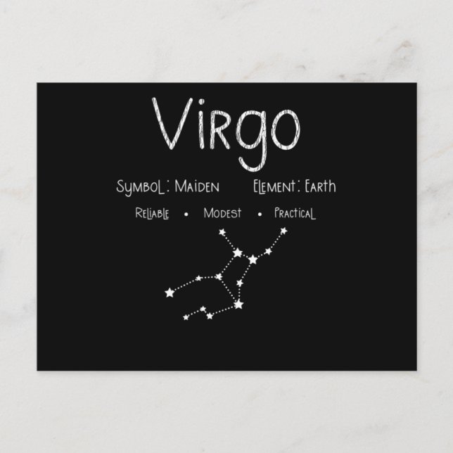 Postal Horóscopo de Virgo Astrología Signo Estelar Regalo (Anverso)
