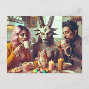 Postal Horror de desayuno de vintage oscuro de Pascua