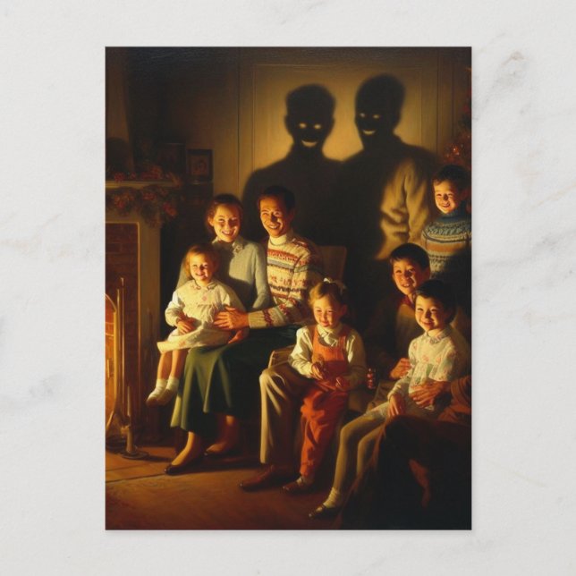 Postal Horror de Navidades familiares retro (Anverso)