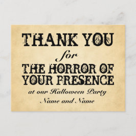 Postal Horror de su presencia. Halloween Party Favor