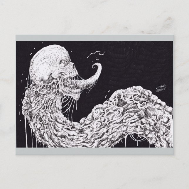 Postal Horror Skull Serpent Fantasy Art (Anverso)