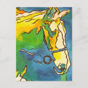 Postal "Horse and Bridle Colorous Black Conesquema Art" #
