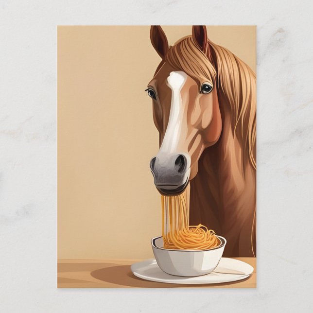 Postal Horse Eats Spaghetti (Anverso)