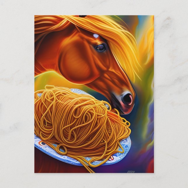Postal Horse Eats Spaghetti (Anverso)