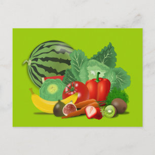 Postal HORTALIZAS DE FRUTAS DE Healthy_Vector_Clipart