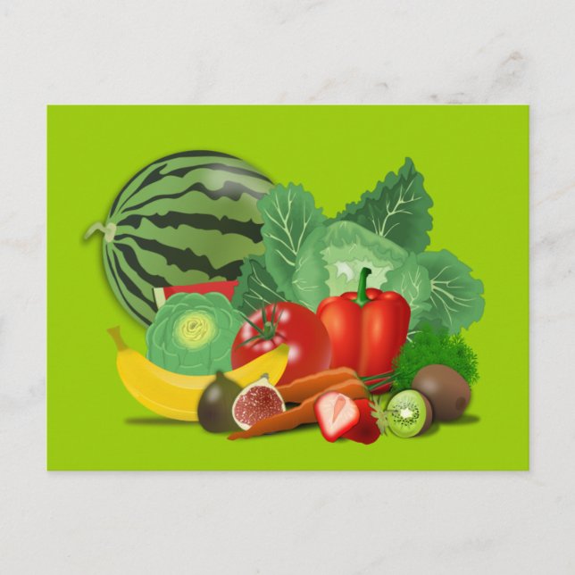 Postal HORTALIZAS DE FRUTAS DE Healthy_Vector_Clipart (Anverso)