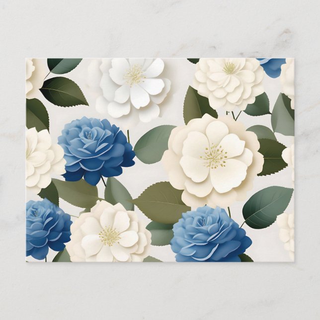 Postal Hortensia marfil y azul (Anverso)