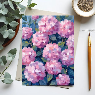 Postal Hortensias Florales Rosa Rubor