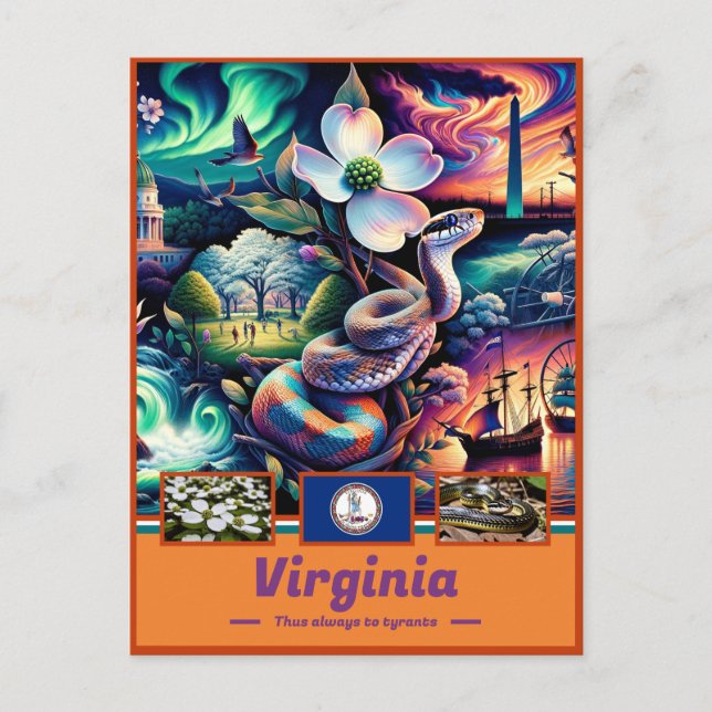 Postal Hospedaje histórico de Virginia (Anverso)