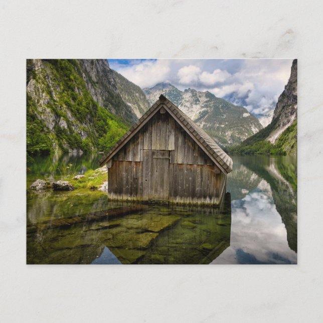 Postal Hostal en el lago Obersee en los Alpes de Alemania (Anverso)