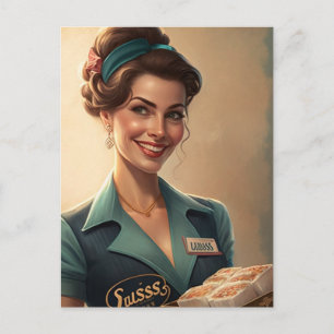 Postal Hostería de mujer con comida