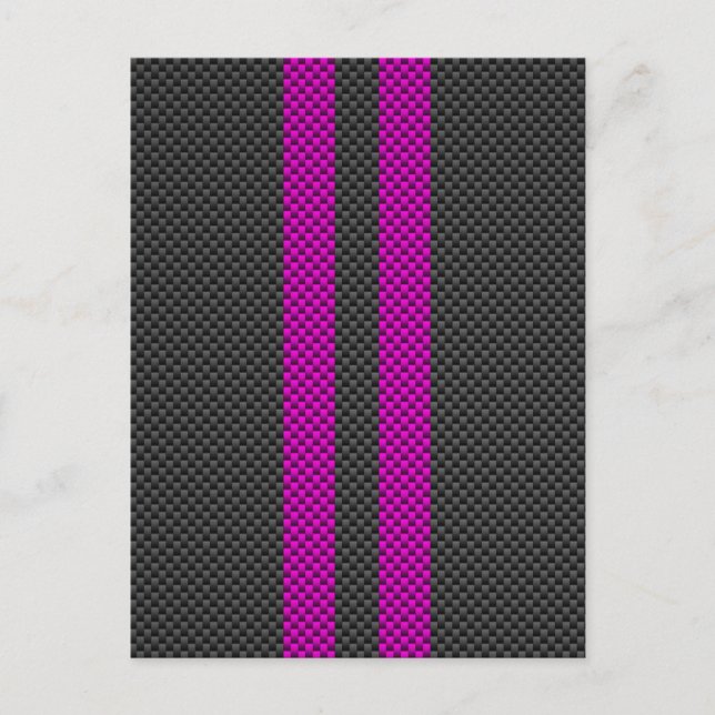 Postal Hot Fuchsia Carreras rosa Stripes Carbon Fibra Sty (Anverso)