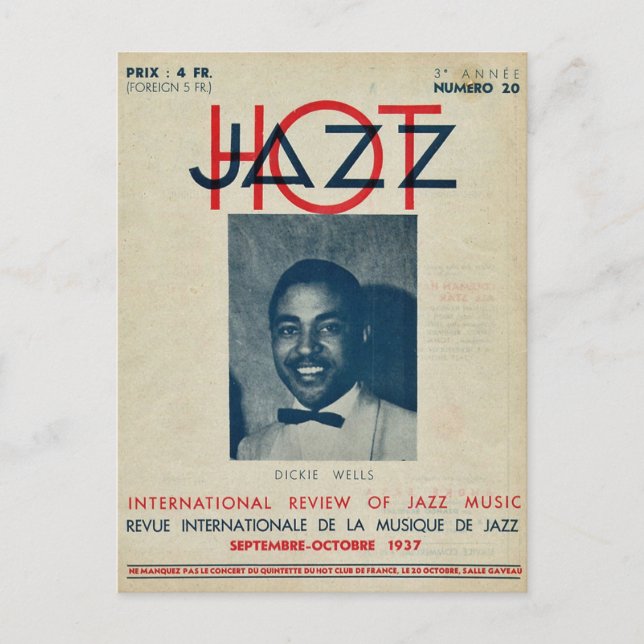 Postal Hot Jazz France 1937 (Anverso)