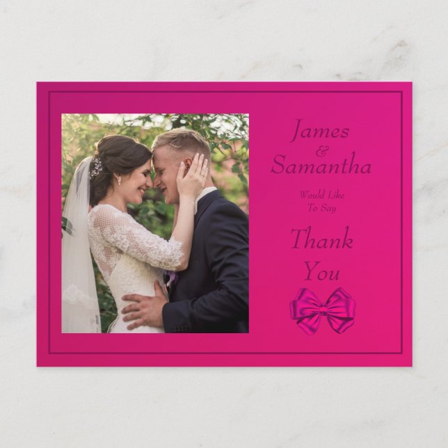 Postal Hot Pink Satin Bow - Gracias (Anverso)