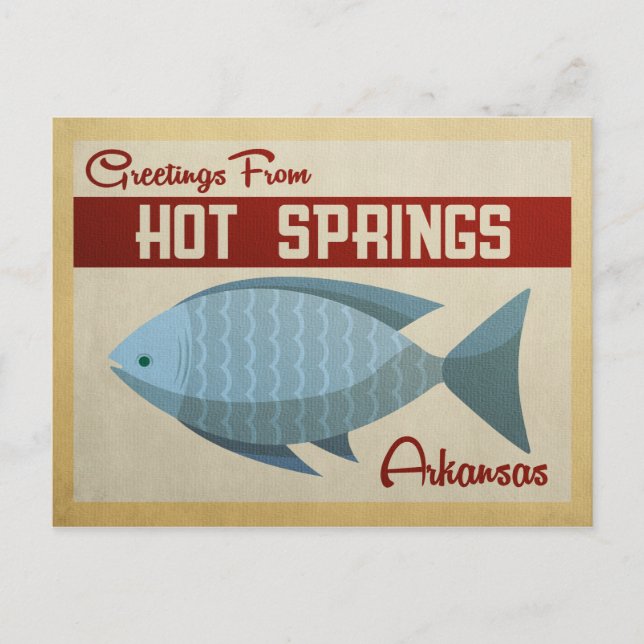Postal Hot Springs Arkansas Blue Fish Vintage Travel (Anverso)