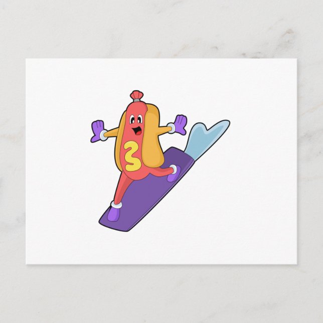 Postal Hotdog como snowboarder con Sonowboard (Anverso)