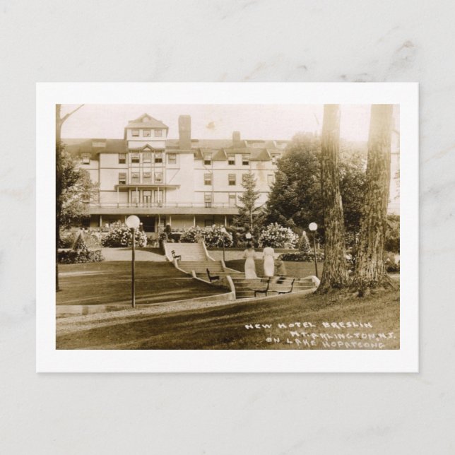 Postal Hotel Breslin, Hopatcong, NJ 1910 Vintage (Anverso)