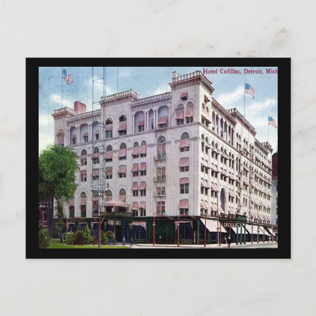 Postal Hotel Cadillac, Detroit 1909 Vintage (Anverso)