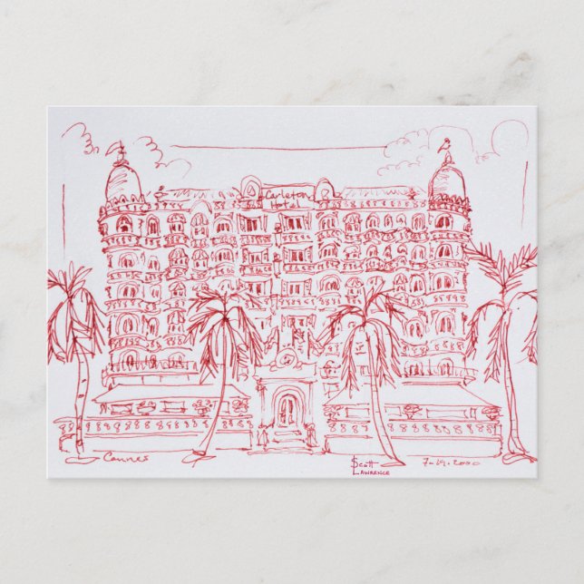 Postal Hotel Carlton, Cannes, Francia (Anverso)