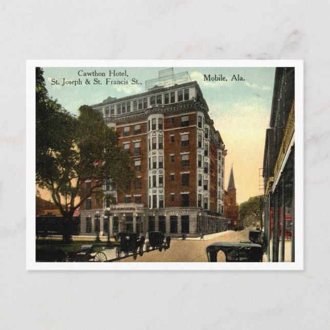 Postal Hotel Cawthon, Mobile AL 1910 Vintage (Anverso)