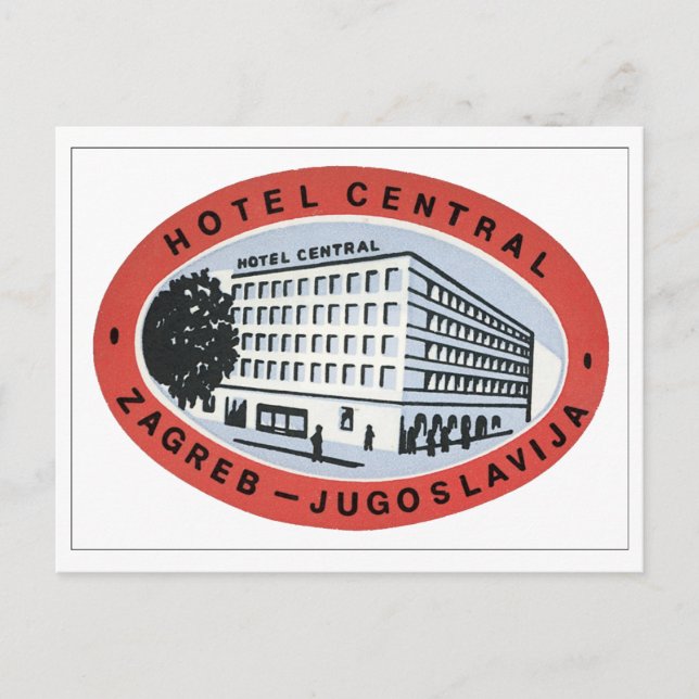 Postal Hotel Central Zagreb - Jugoslavija (Anverso)