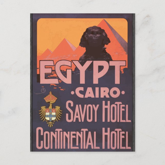 Postal Hotel Continental de Egipto Cairo Savoy Hotel, Via (Anverso)