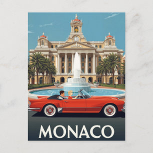 Postal Hotel de Lujo en Mónaco y Coche Clásico