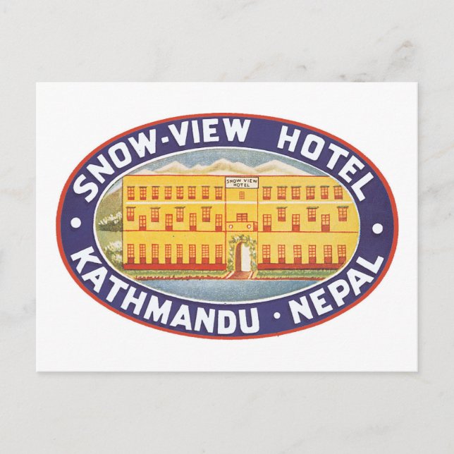 Postal Hotel Kathmandu Nepal con vistas a la nieve (Anverso)