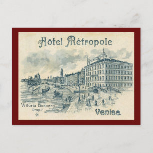 Postal Hotel Metropole, Venecia, Italia Vintage