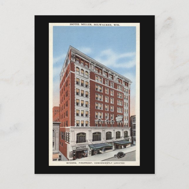 Postal Hotel Miller, Milwaukee WI Vintage (Anverso)