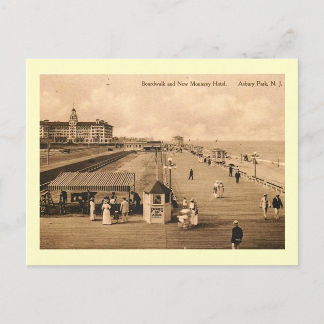 Postal Hotel Monterey, Asbury Park, New Jersey Vintage (Anverso)
