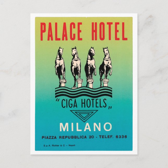 Postal Hotel Palace Milano (Anverso)