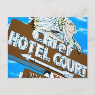 Postal Hotel Retro Neon Rótulo Postcard