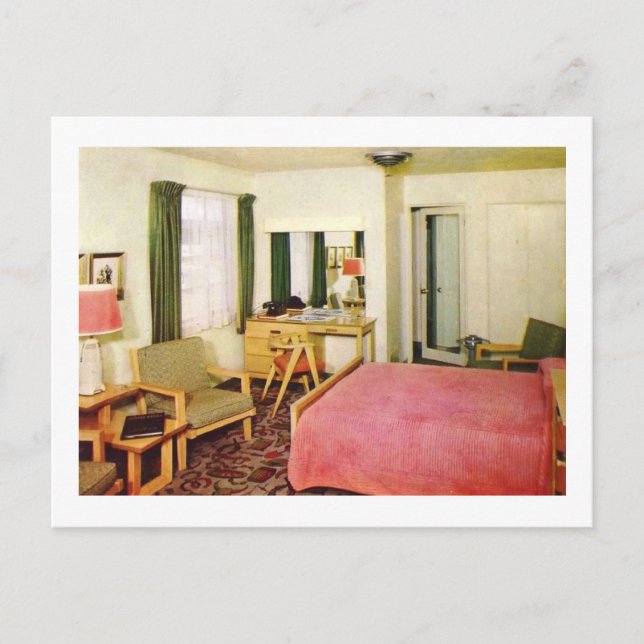 Postal Hotel Room Interior Retro de los años 50 (Anverso)
