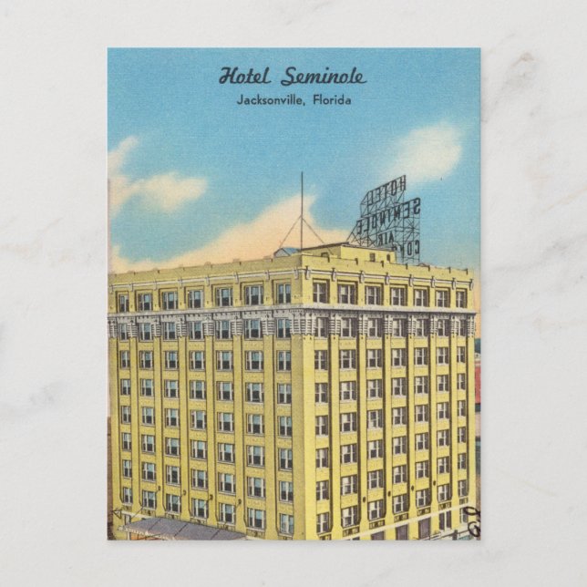 Postal Hotel Vintage en Jacksonville, Florida (Anverso)